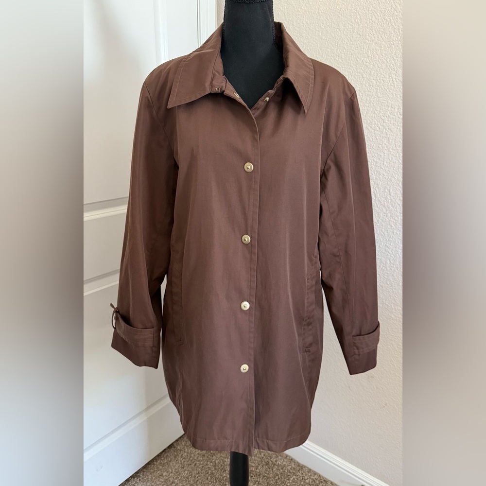 Worthington Chocolate Brown Classic Trench Coat Women SZ XL Vtg 90’s
